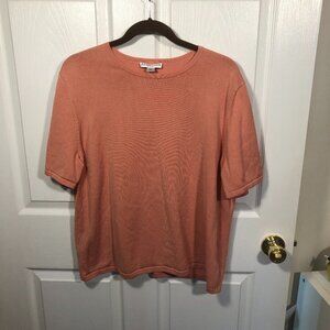 Pendleton women coral pink short sleeve silk blend knit blouse, 2X